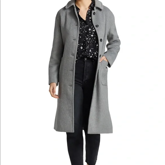 NWT Rails Nadine Wool-Blend Trench Coat Grey Size small - Picture 7 of 8